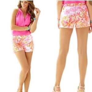 Lilly Pulitzer The Resort White Happiness Is Shorts Multi Color Floral Size 0